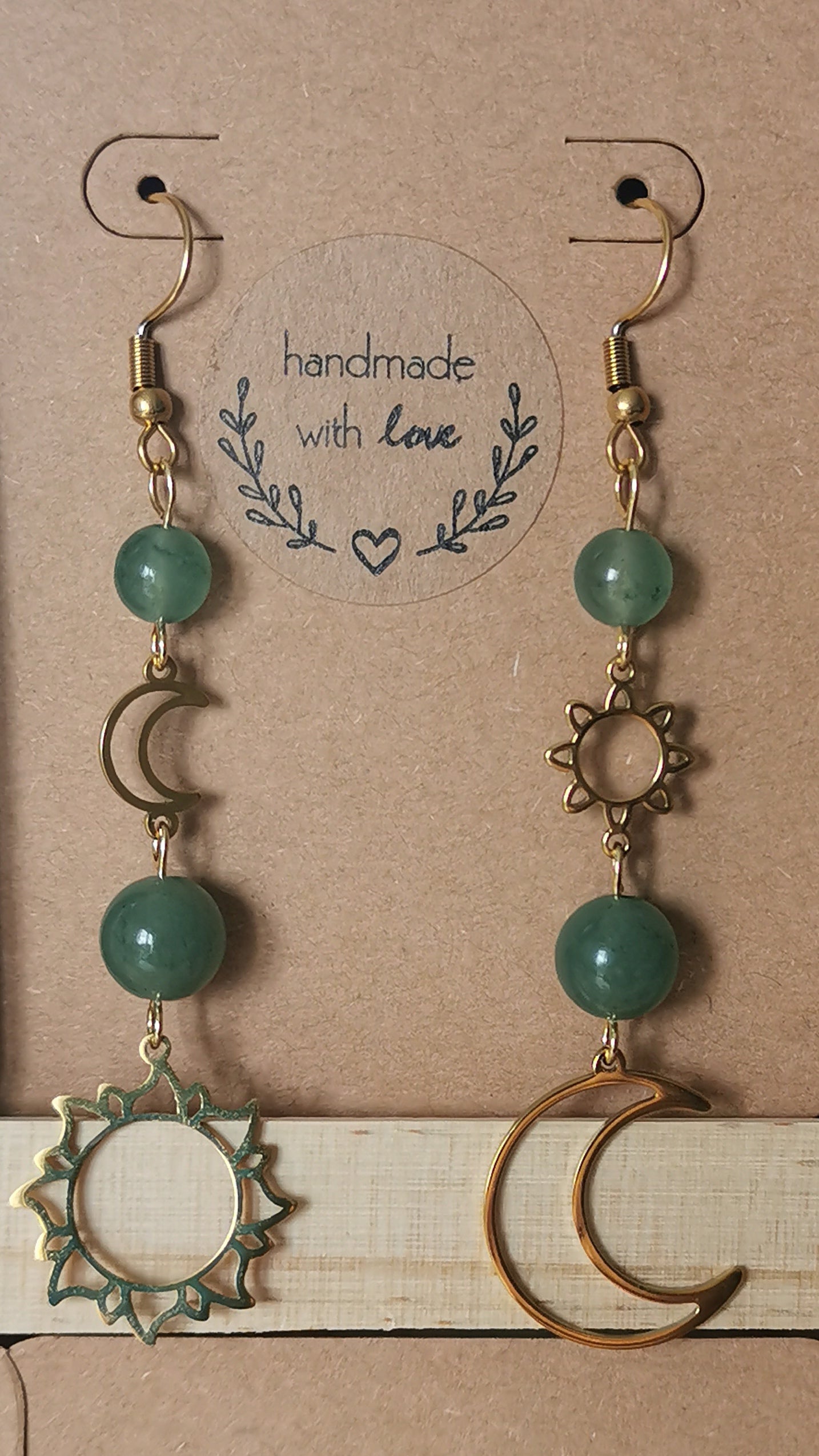 Boucles d'oreilles Astraea Soleil & Lune - pierres naturelles