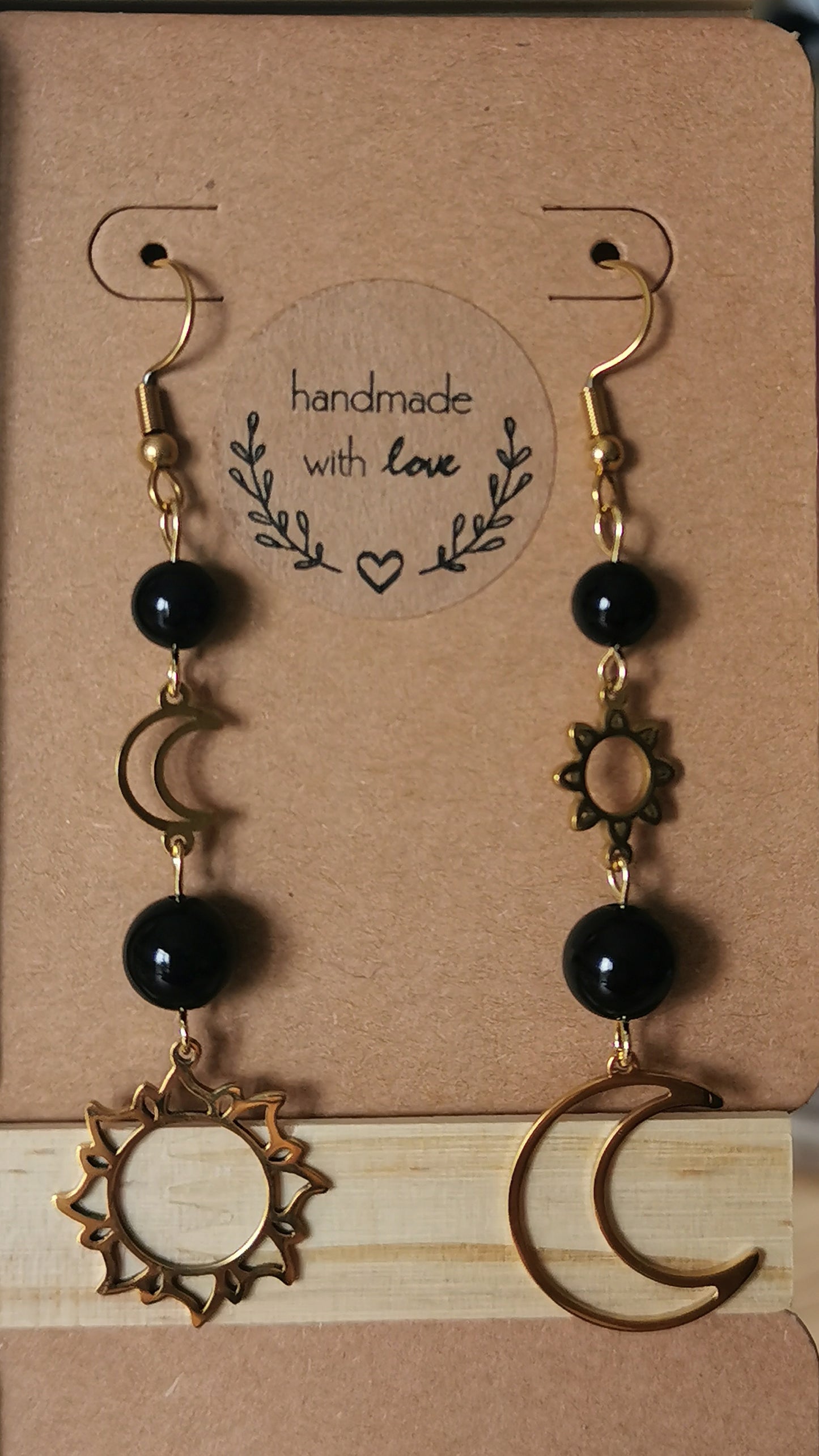 Boucles d'oreilles Astraea Soleil & Lune - pierres naturelles