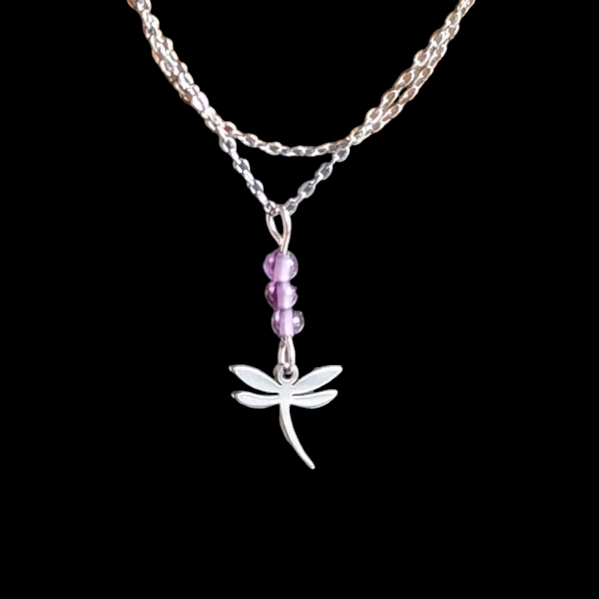 Collier Libellule en pierres naturelles