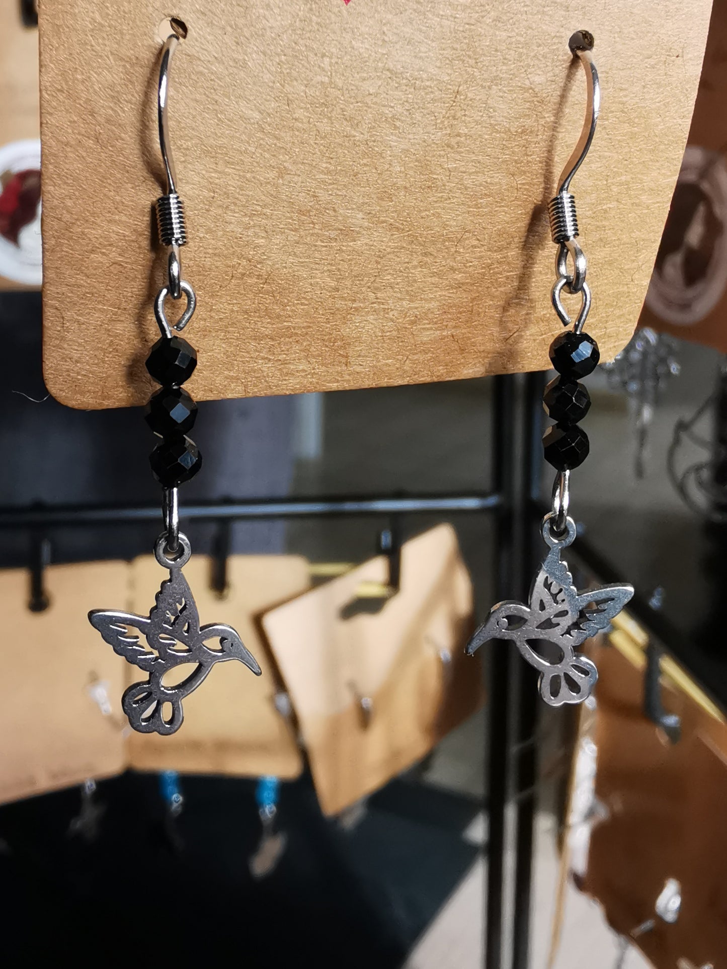 Boucles d'oreilles Colibri en pierres naturelles
