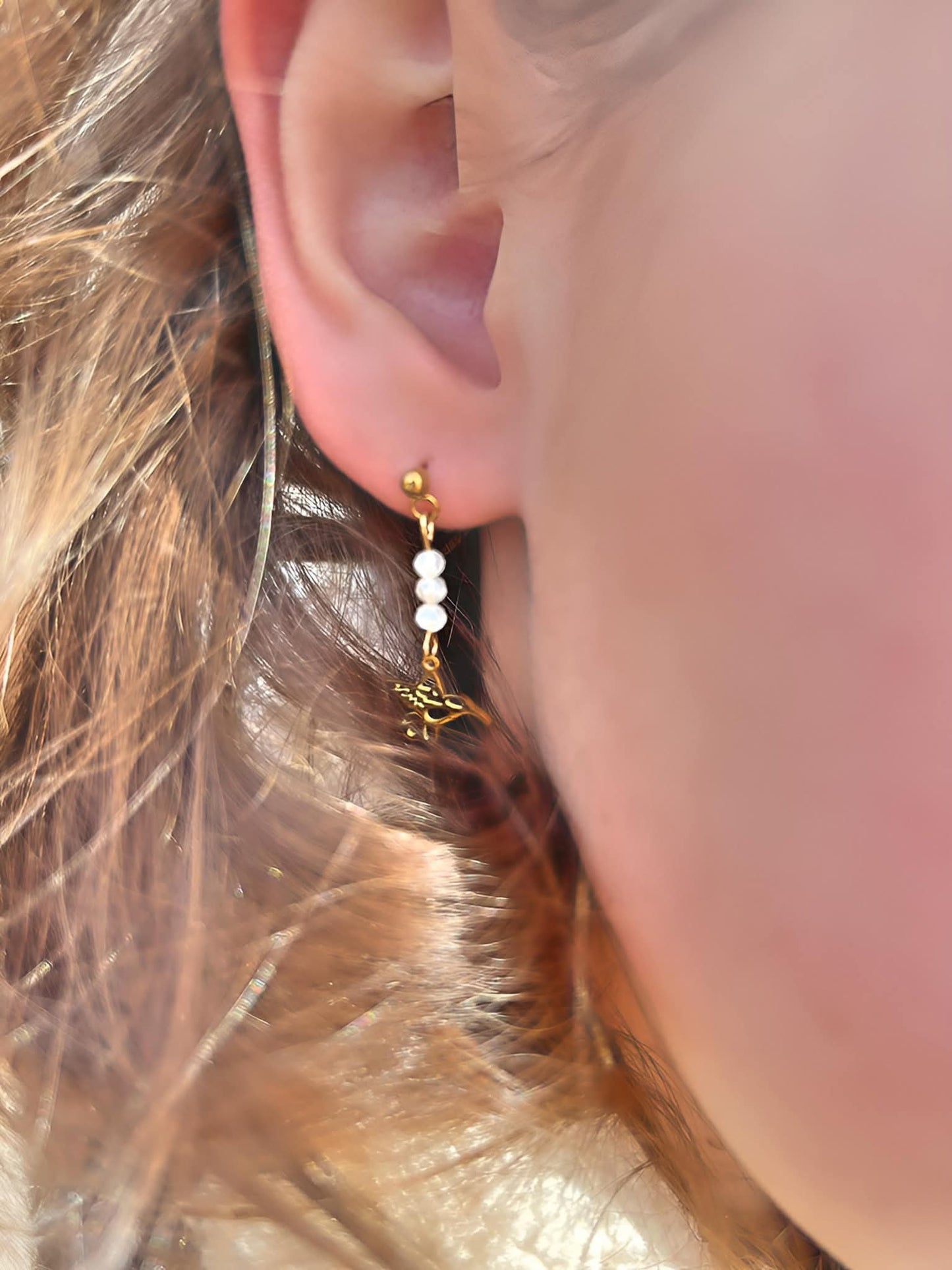 Boucles d'oreilles Colibri en pierres naturelles