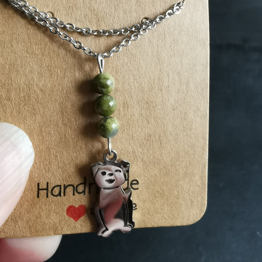 Collier Chien en unakite