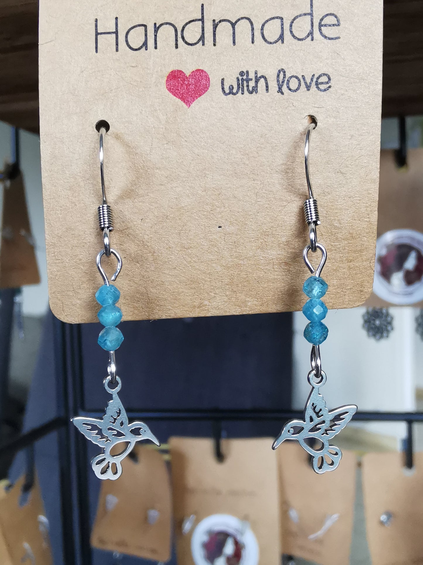 Boucles d'oreilles Colibri en pierres naturelles