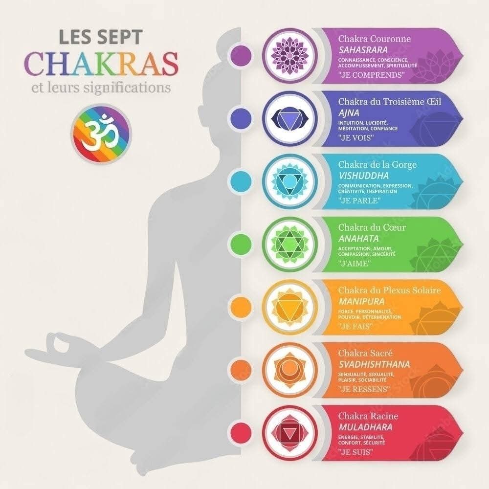 Collier 7 chakras - pierres naturelles