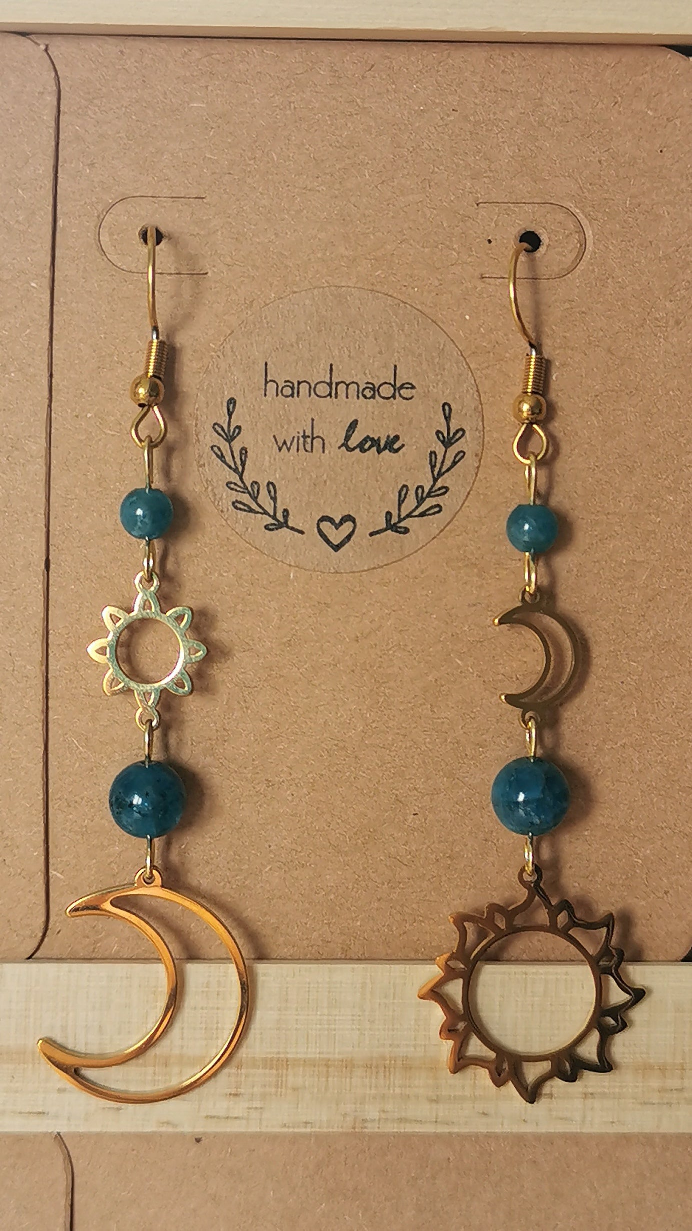 Boucles d'oreilles Astraea Soleil & Lune - pierres naturelles