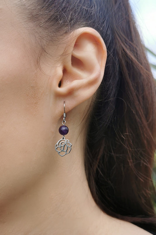 Boucles d'oreilles Rose - Pierre naturelle