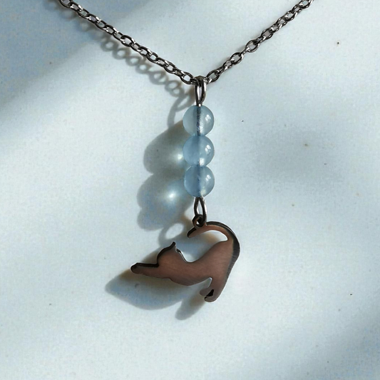 Collier Chat en aigue-marine