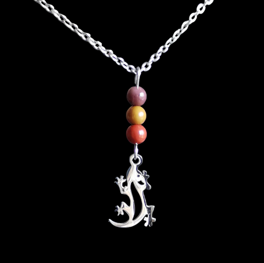 Collier Gecko en jaspe mookaïte