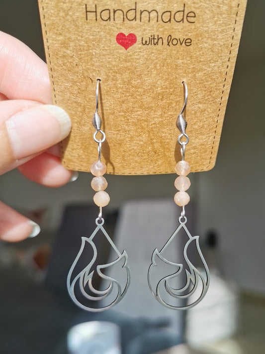 Boucles d'oreilles Gouttes Renard en pierres naturelles