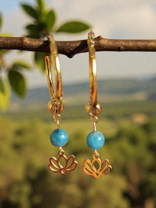 Boucles d'oreilles créoles en pierres naturelles