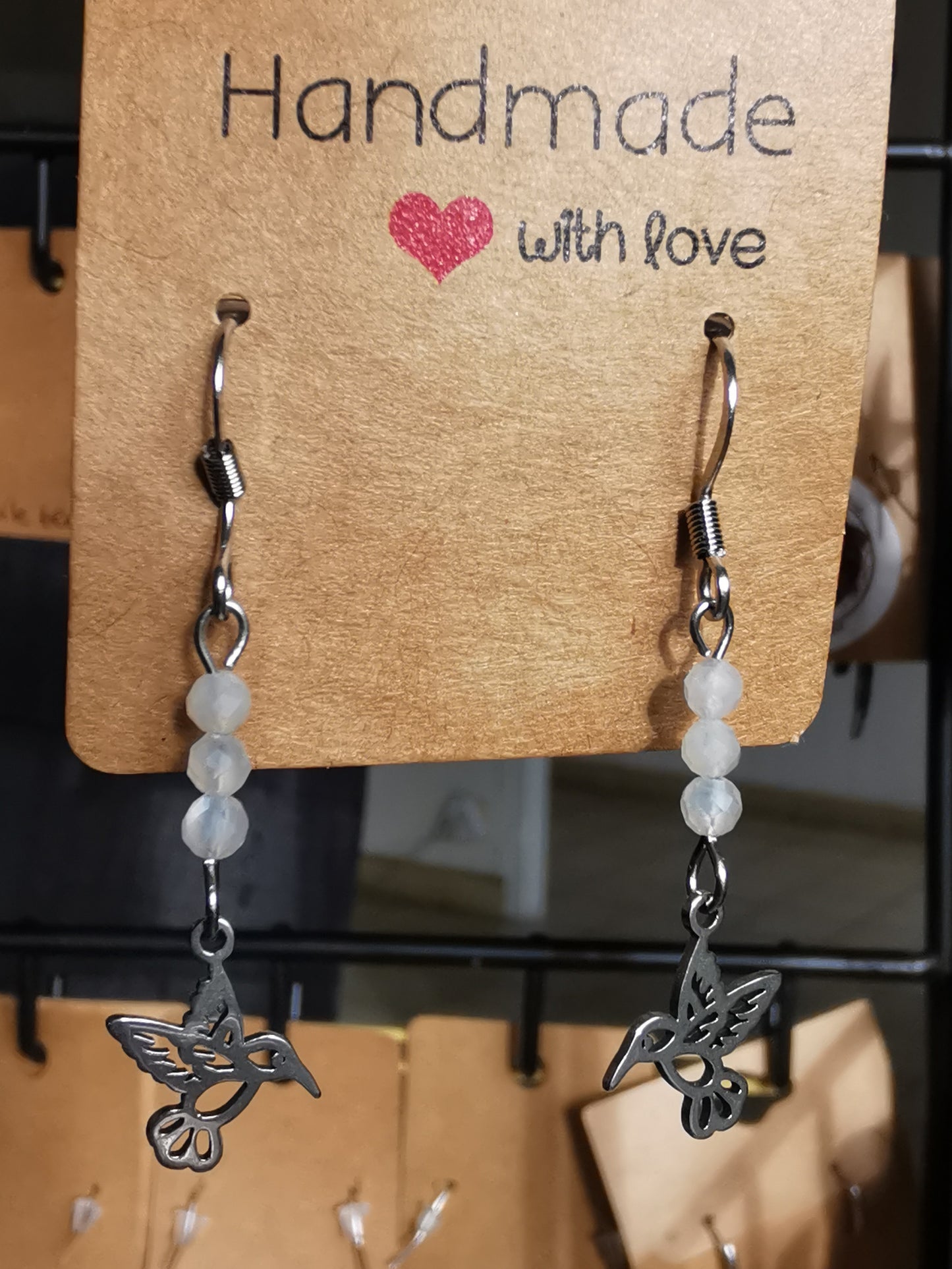 Boucles d'oreilles Colibri en pierres naturelles