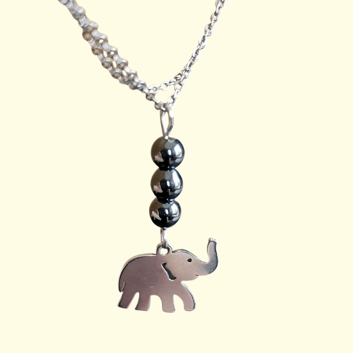 Collier Éléphant en hématite