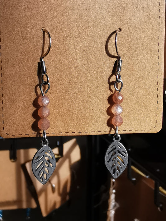 Boucles d'oreilles Feuilles en pierres naturelles