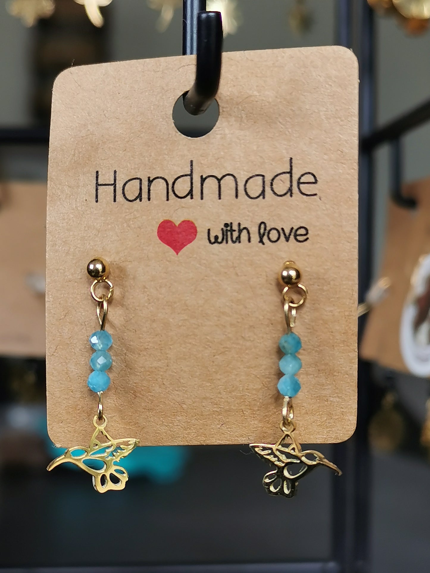 Boucles d'oreilles Colibri en pierres naturelles