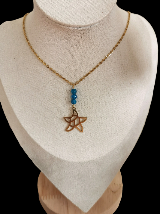 Collier doré Starfish apatite bleue